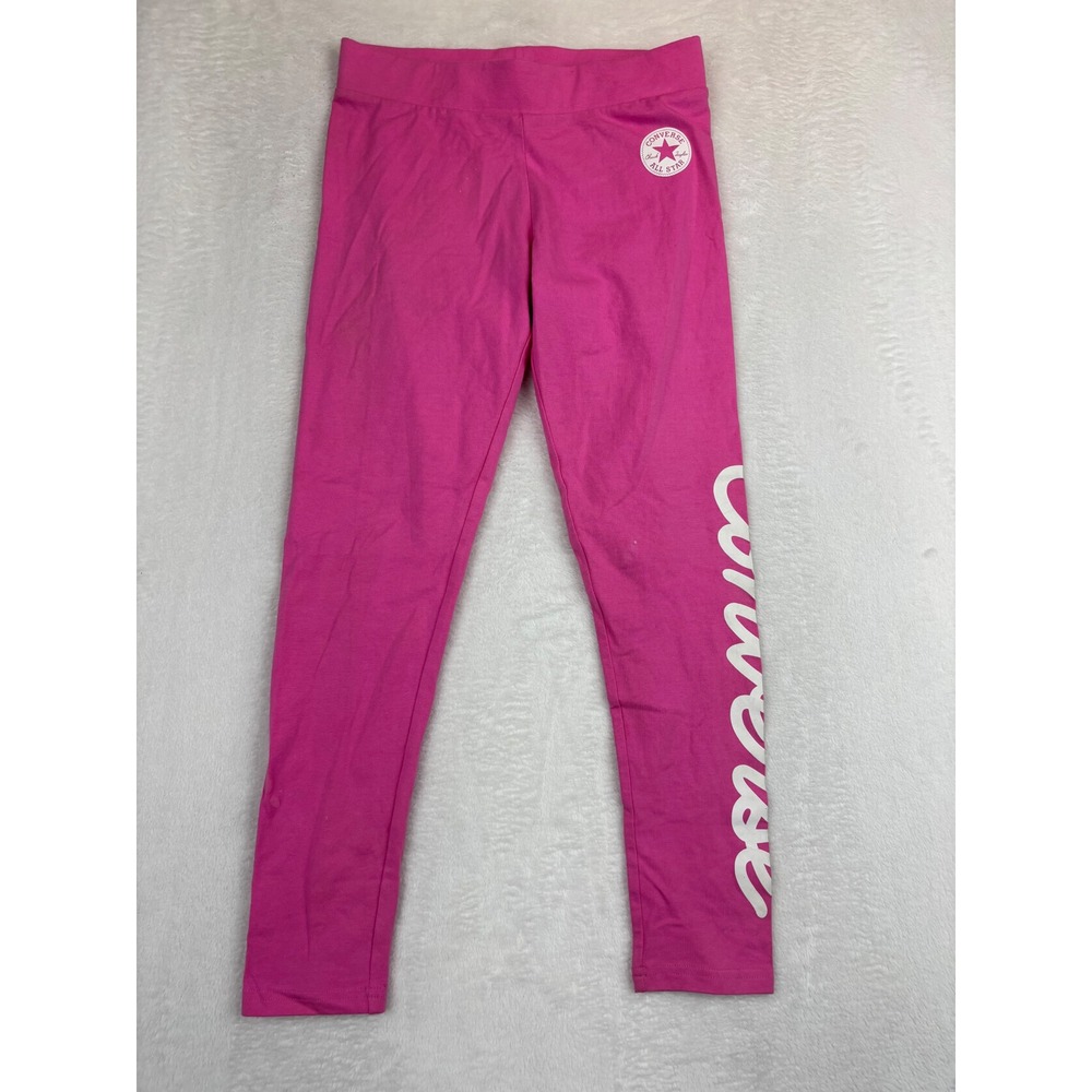 Converse Mod Pink Chuck Taylor All Star Script Logo Leggings Girls Large